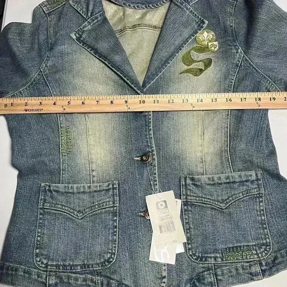 South Pole Denim Jacket Juniors XXL Blue Bleached Y2K NEW - Picture 8 of 8